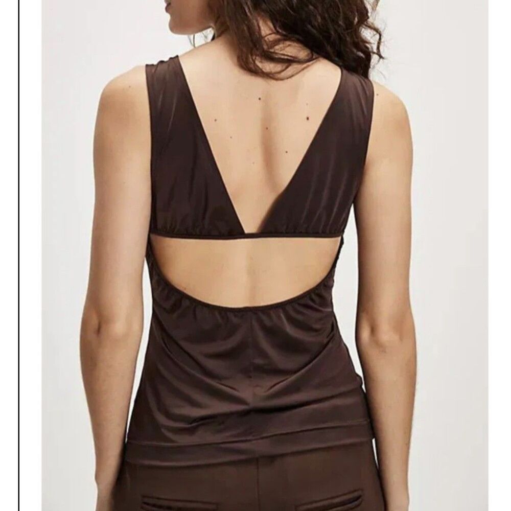 Intimately‎ Free People Chocolate Brown Open Back Tank Top OB1647863 Size L